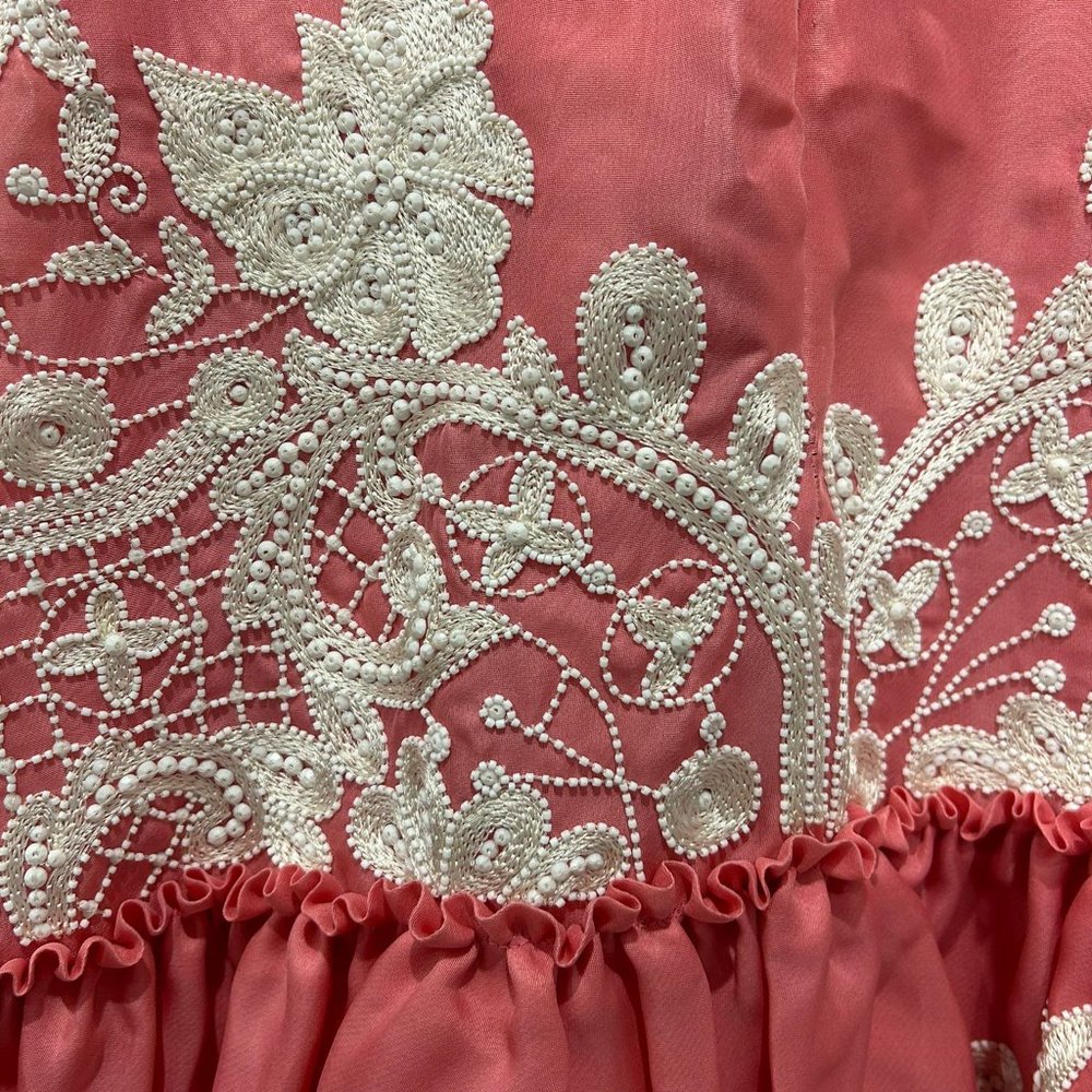 Naeem Khan Pink Dress with White Embroidery - Size 12 (Gently Used) - Picture 5 of 7